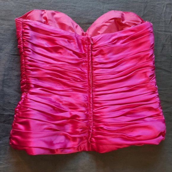 Alfred Sung hot pink satin corset top - Picture 2 of 4